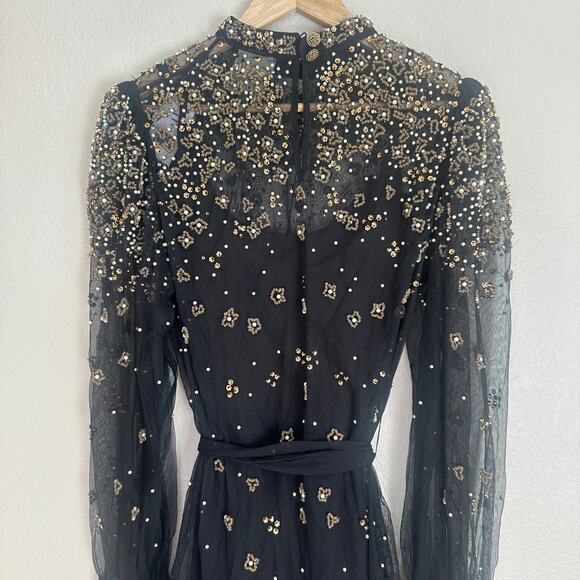 Farm Rio Black/Gold Embroidered Tulle Overlay Minidress, Concert, Party, XL NWT - Picture 6 of 12